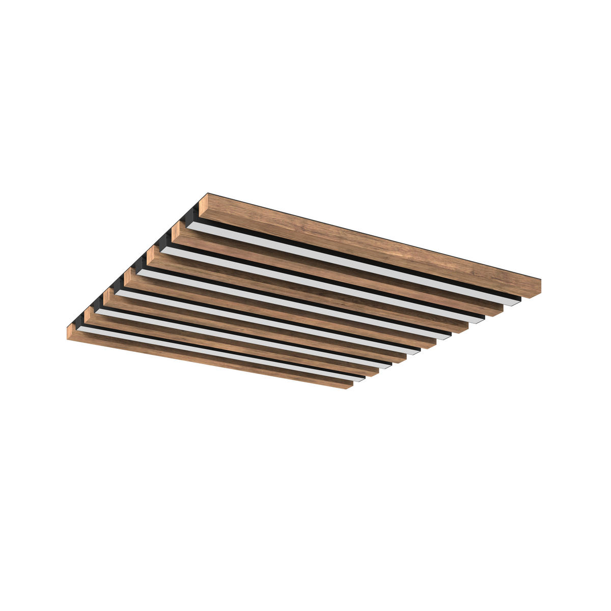 LED-TAKLAMPA HAYDEN 45/45/5 cm  - vit/svart, Natur, metall/trämaterial (45/45/5cm)