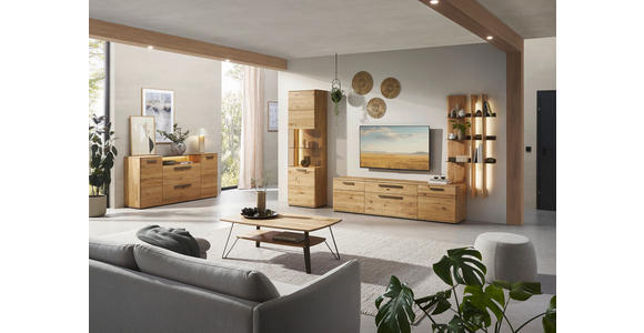 VITRINE  in massiv Wildeiche Wildeiche - Wildeiche/Schwarz, Natur, Glas/Holz (61,9/207/37,1cm) - Valnatura