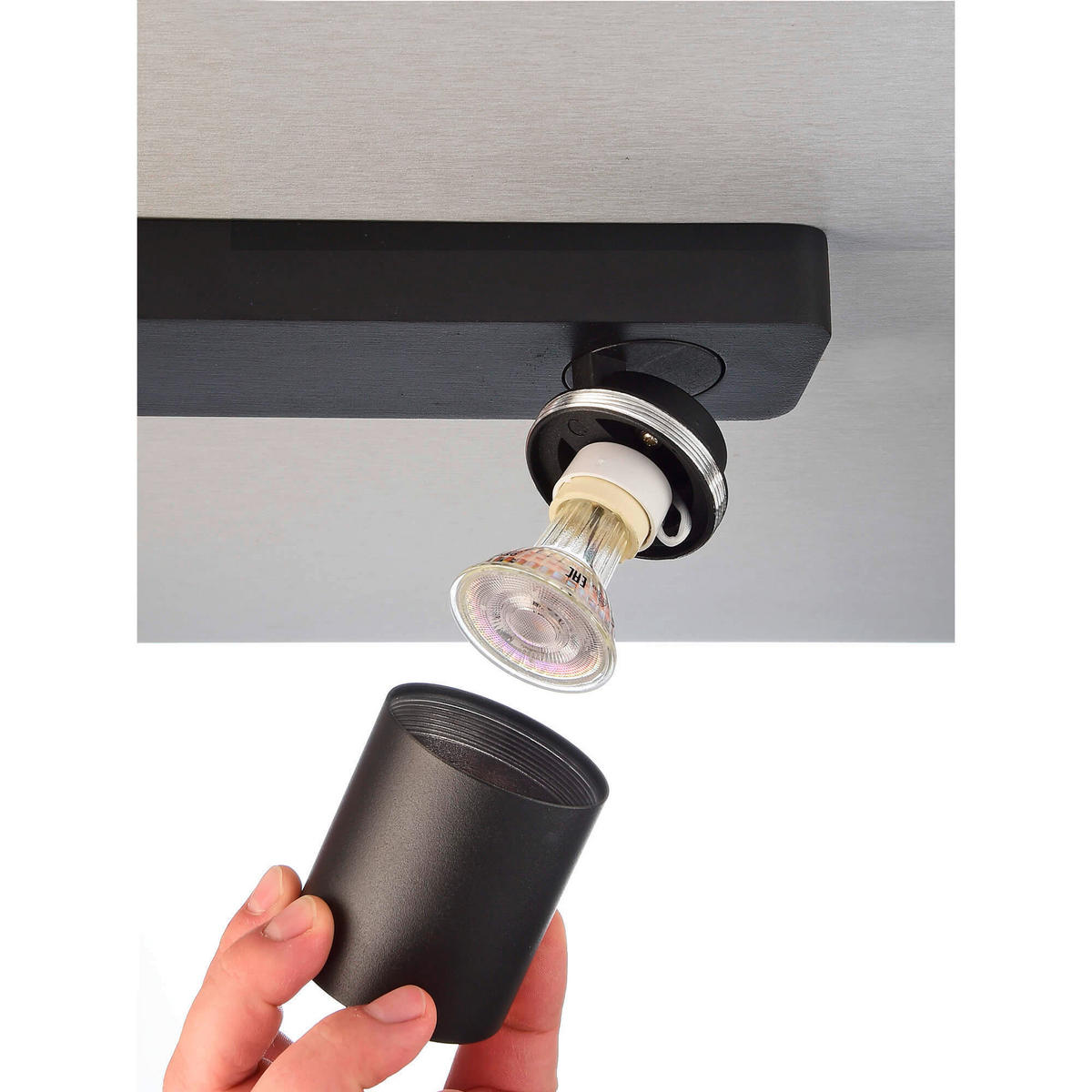 DECKENSTRAHLER - Schwarz, Design, Metall (6/6/12,5cm)