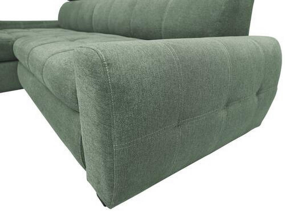 ECKSOFA in Webstoff Grün  - Weiss/Schwarz, Design, Kunststoff/Textil (276/173cm) - Stylife