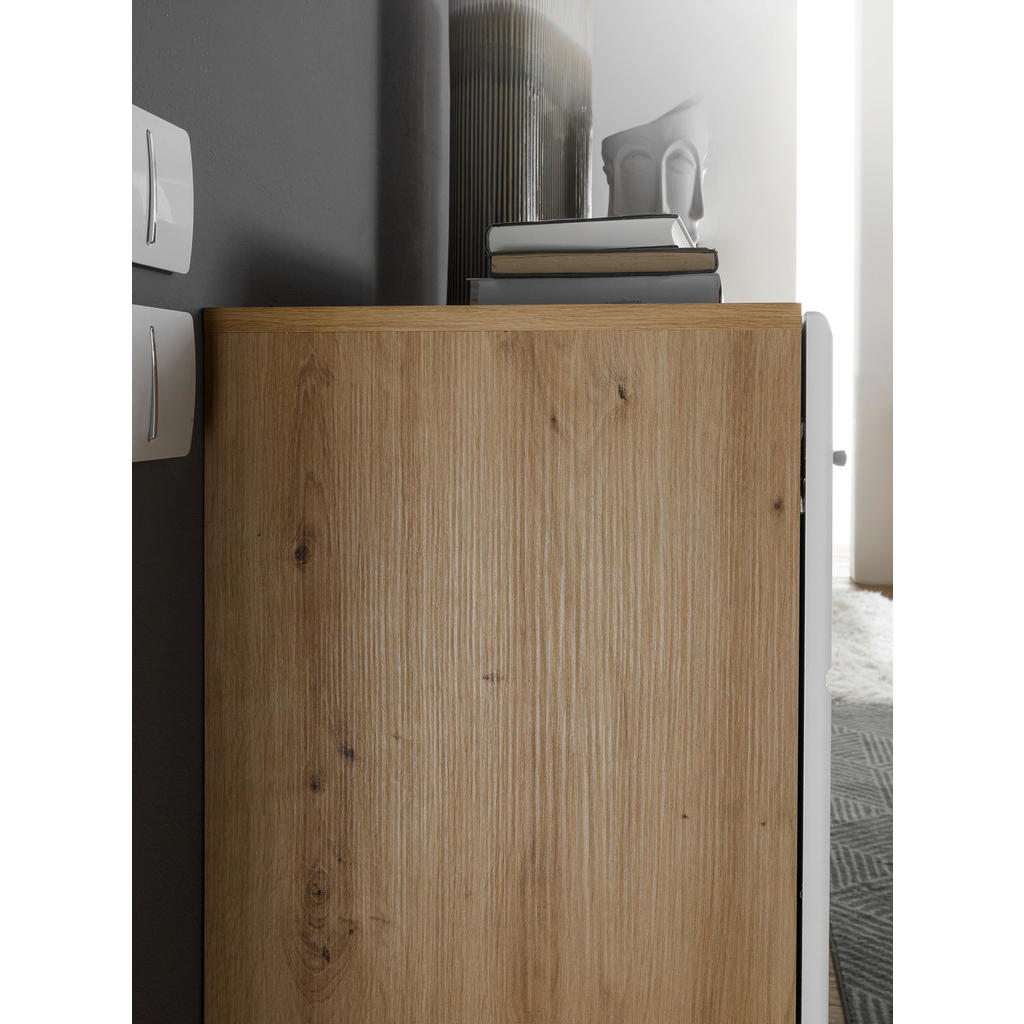 Thumbnail - Mid.you Kommode, Eiche Artisan, Weiß Hochglanz, Holzwerkstoff, 1 Fächer, 80x92x40 cm, Wohnzimmer, Kommoden & Sideboards,...