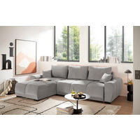 HÖRNBÄDDSOFFA 3-sits i chenille silver  - silver/svart, Basics, textil/plast (294/183cm) - Livetastic