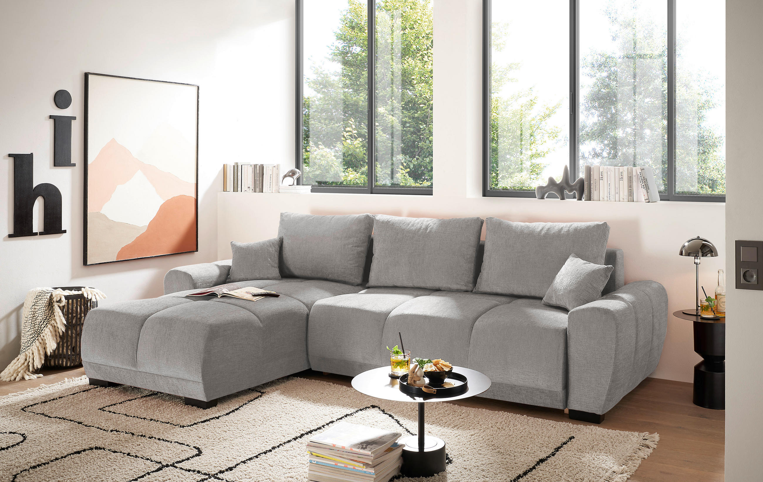 Livetastic ROHOVÁ ROZKLÁDACÍ POHOVKA, textil, barvy stříbra