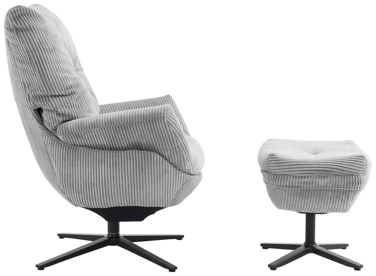 SET SCAUNE DE RELAXARE in metal, textil gri, negru  - negru/gri, Design, metal/textil (77/100/78cm) - Carryhome