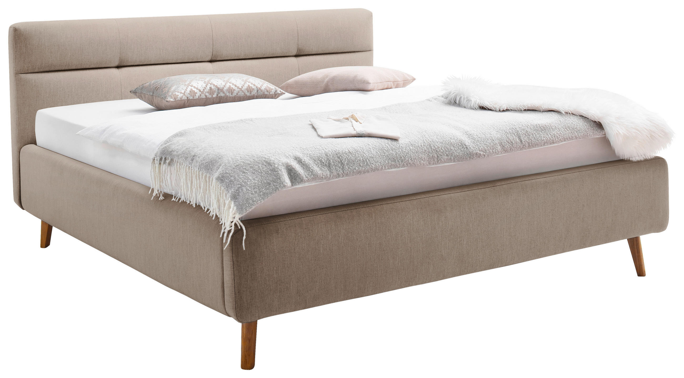 POLSTERBETT Bettkasten, Lattenroste 180/200 cm  in Beige  - Eichefarben/Birkefarben, KONVENTIONELL, Holz/Textil (180/200cm) - Boxxx