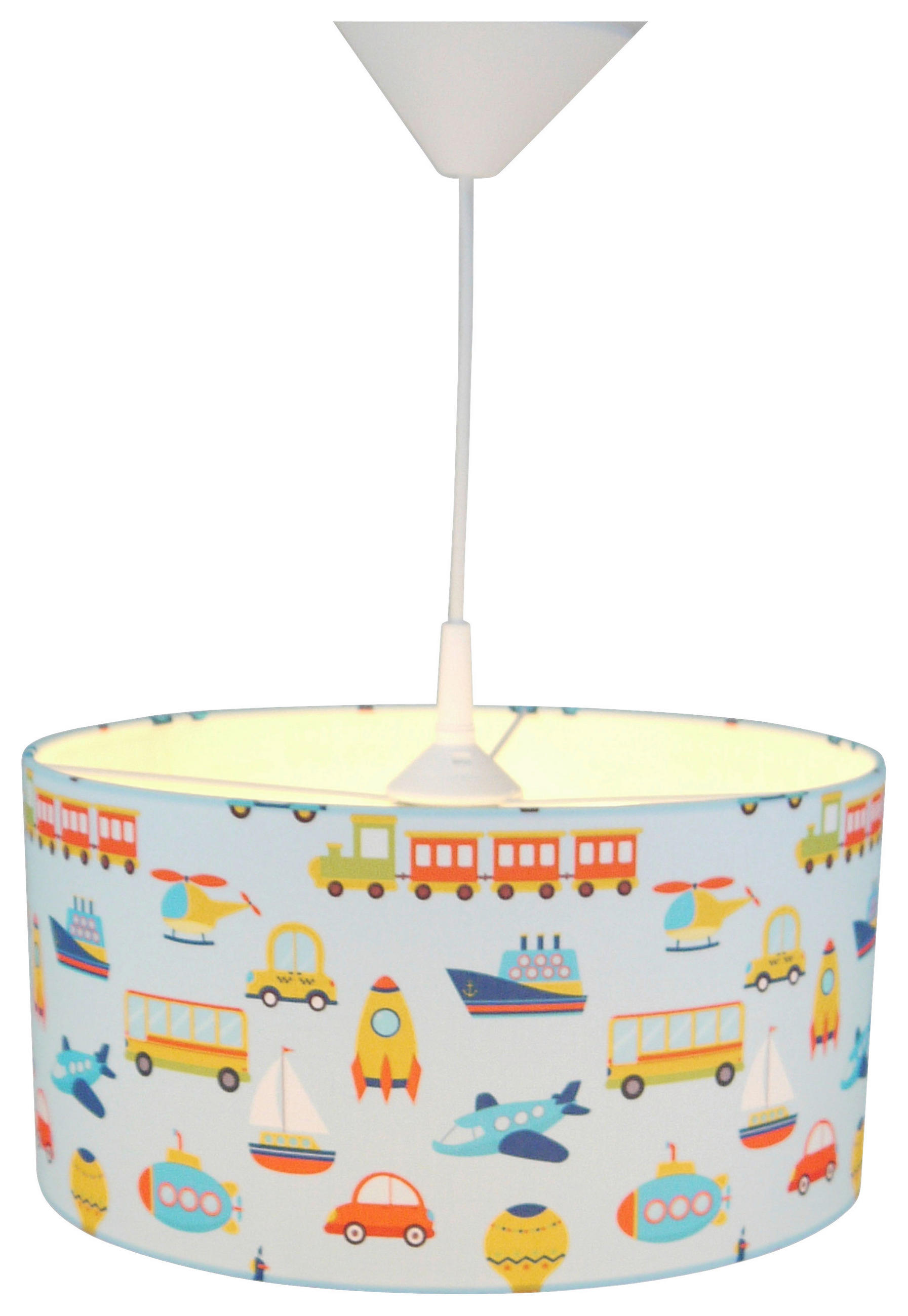 DĚTSKÉ ZÁVĚSNÉ SVÍTIDLO, 35/79 cm  - bílá/světle modrá, Trend, kov/textil (35/79cm)