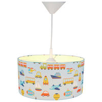 KINDERHÄNGELEUCHTE Fahrzeuge 35/79 cm   - Weiß/Hellblau, Trend, Textil/Metall (35/79cm)