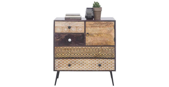 KOMMODE  in 80/90/35 cm  - Goldfarben/Multicolor, LIFESTYLE, Holz/Metall (80/90/35cm) - Landscape