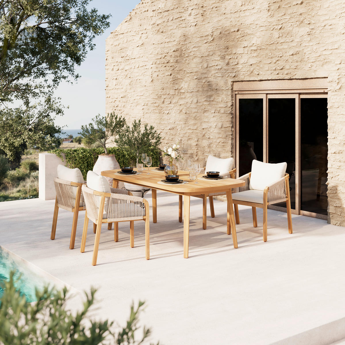 GARTENTISCH  - Akaziefarben, Natur, Holz (200/77/100cm) - Ambia Garden