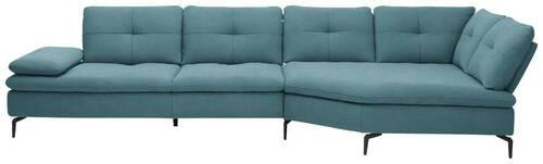 ECKSOFA in Flachgewebe Hellblau  - Schwarz/Hellblau, Design, Textil/Metall (344/157cm) - Chilliano