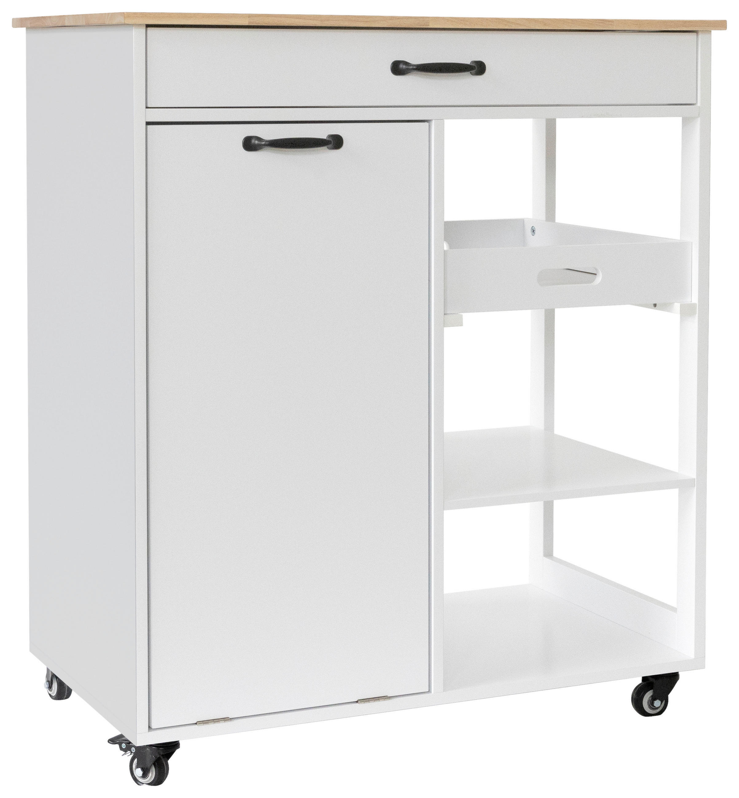 SERVIERWAGEN in Weiß  - Schwarz/Weiß, Basics, Holz/Holzwerkstoff (82/94/47cm) - MID.YOU