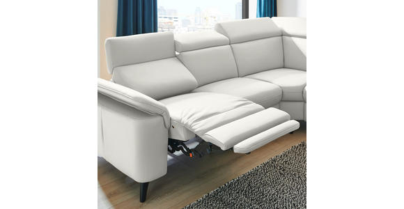 ECKSOFA in Echtleder Weiß  - Schwarz/Weiß, Design, Leder/Metall (285/239cm) - Cantus