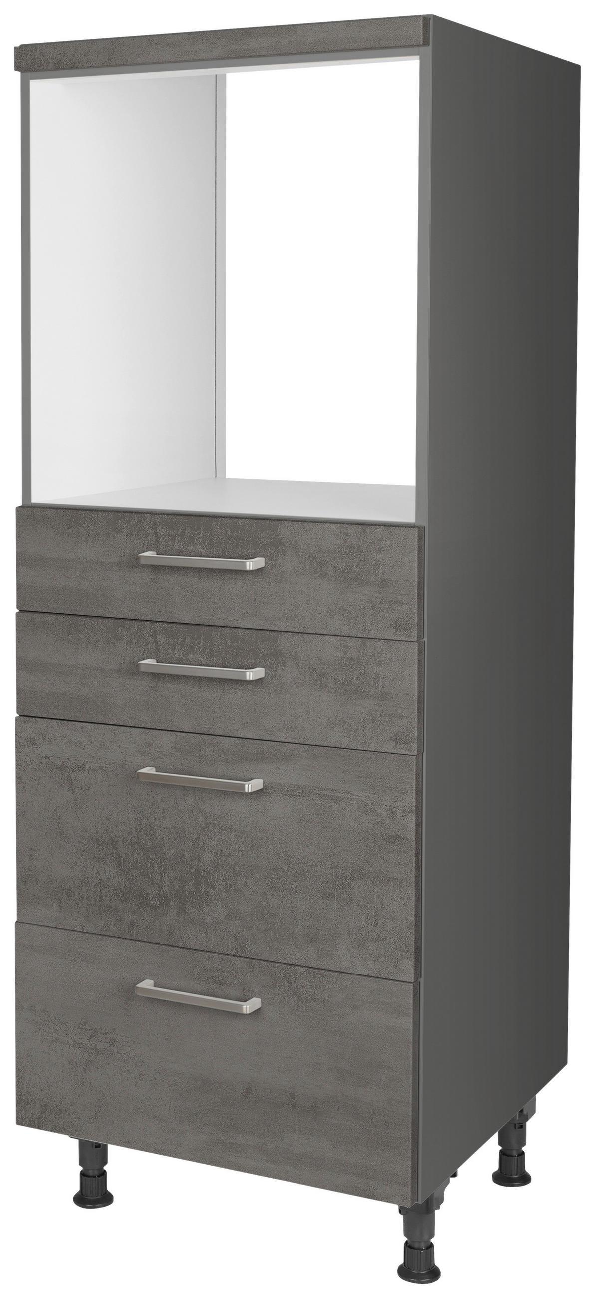 GERÄTEUMBAUSCHRANK 60/168/58 cm  in Schieferfarben  - Schieferfarben/Edelstahlfarben, MODERN, Holzwerkstoff/Metall (60/168/58cm) - Nobilia