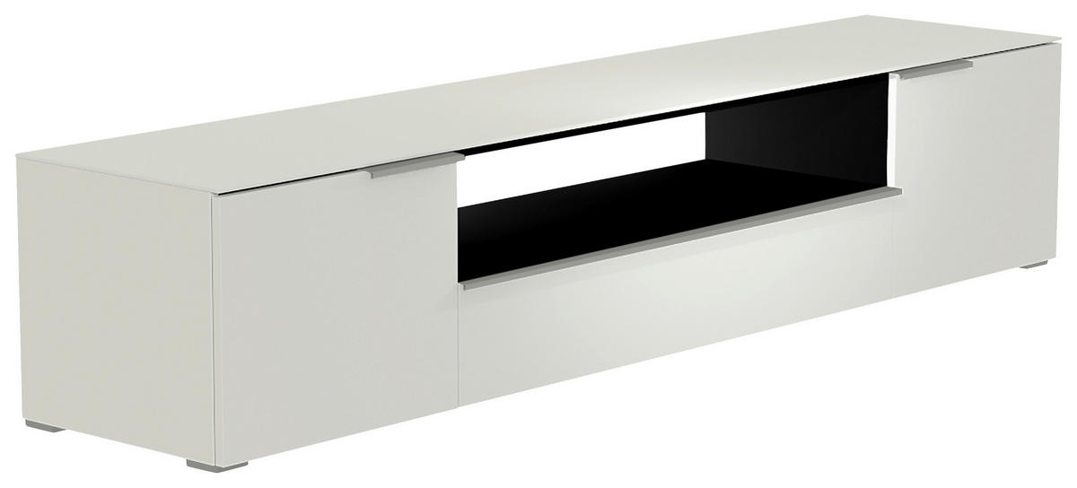 LOWBOARD Weiß, Alufarben  210/43/45 cm  - Alufarben/Weiß, Design, Glas/Holzwerkstoff (210/43/45cm) - Moderano