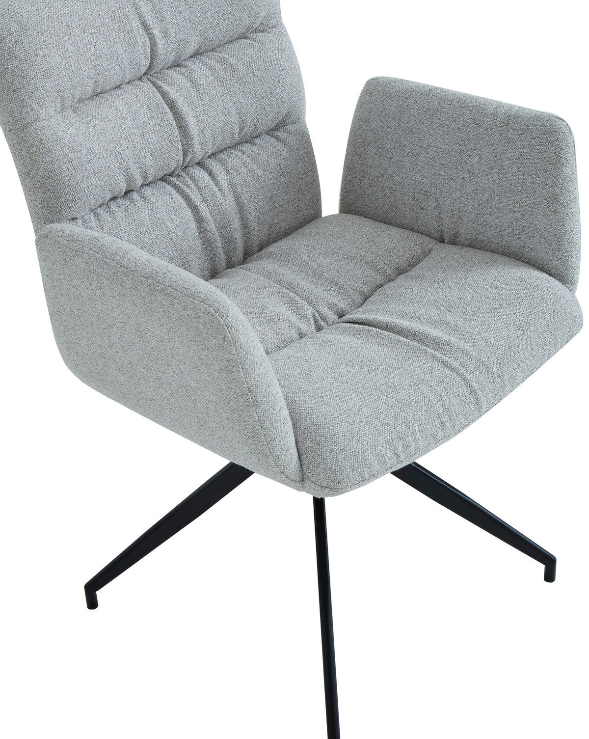 ARMLEHNSTUHL  Sitzfläche 360° drehbar Leinenoptik  Schwarz, Hellgrau  - Hellgrau/Schwarz, Design, Textil/Metall (62/86/65cm) - Dieter Knoll
