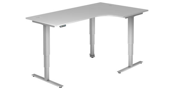 ECKSCHREIBTISCH höhenverstellbar  - Silberfarben/Grau, KONVENTIONELL, Holzwerkstoff/Metall (200/120/63,5-128,5cm) - Venda