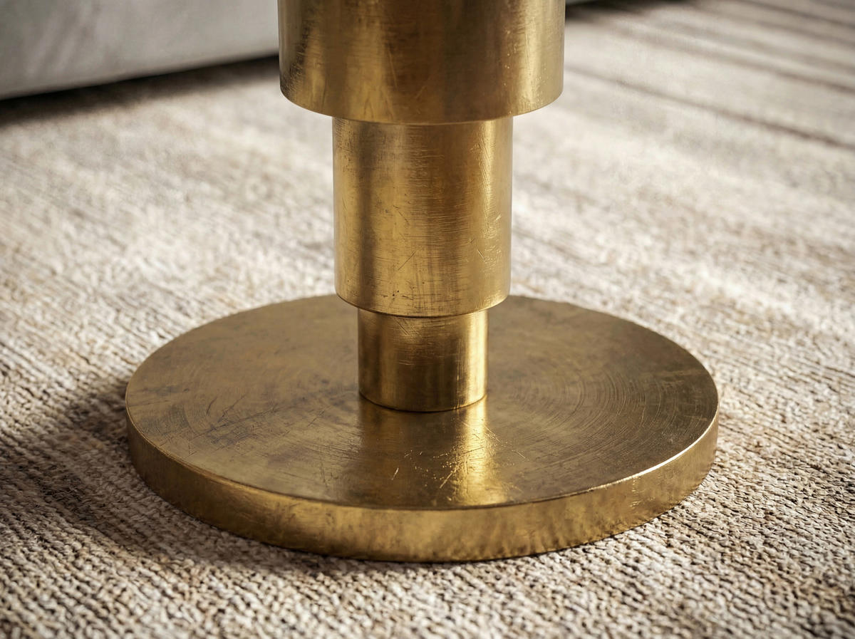 SOFFBORD i sten 60/60/39 cm  - vit/guldfärgad, Design, metall/sten (60/60/39cm) - MID.YOU