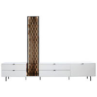 LOWBOARD Weiss Lackiert 267/189/42 cm 4 Schublade(n) stehend, Beleuchtung  - Eichefarben/Schwarz, Design, Holz/Holzwerkstoff (267/189/42cm) - Moderano