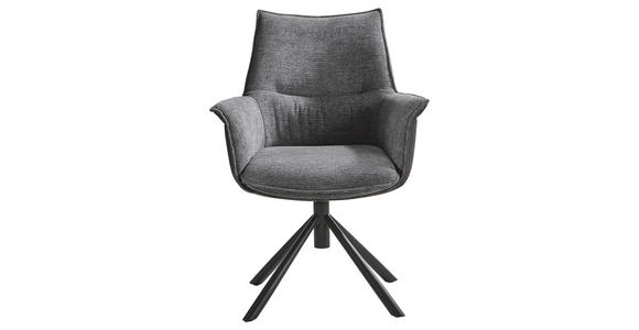 ARMLEHNSTUHL  in Stahl Chenille, Flachgewebe  - Anthrazit/Schwarz, Design, Textil/Metall (67/87/65cm) - Novel