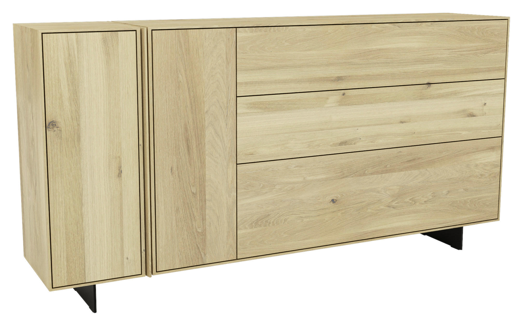 SIDEBOARD Eichefarben  188,8/96,6/41 cm  - Eichefarben/Schwarz, Natur, Holz/Metall (188,8/96,6/41cm) - Cassando