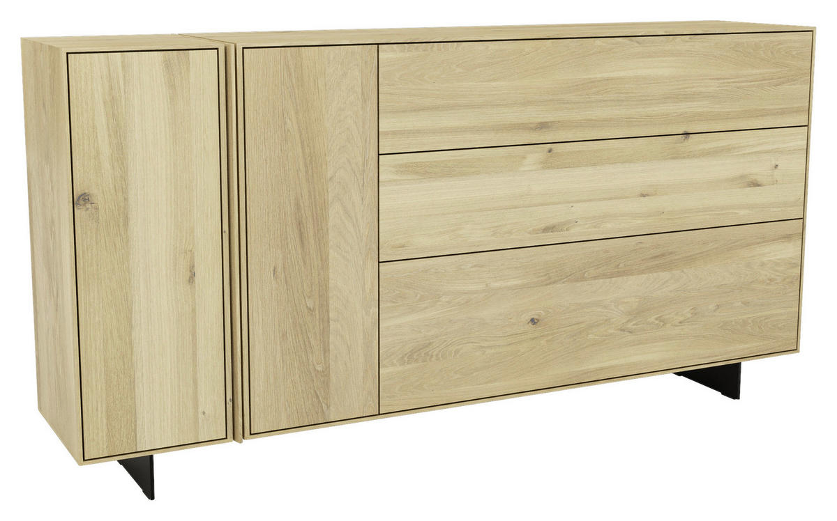 SIDEBOARD Eichefarben  188,8/96,6/41 cm  - Eichefarben/Schwarz, Natur, Holz/Metall (188,8/96,6/41cm) - Cassando