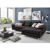 ECKSOFA in Flachgewebe Schwarz  - Silberfarben/Schwarz, Konventionell, Textil/Metall (301/176cm) - Sit & More