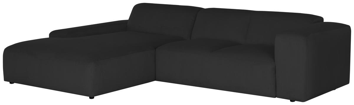 ECKSOFA HANNAH Schwarz Cord  - Schwarz, Design, Kunststoff/Textil (200/304cm) - MID.YOU