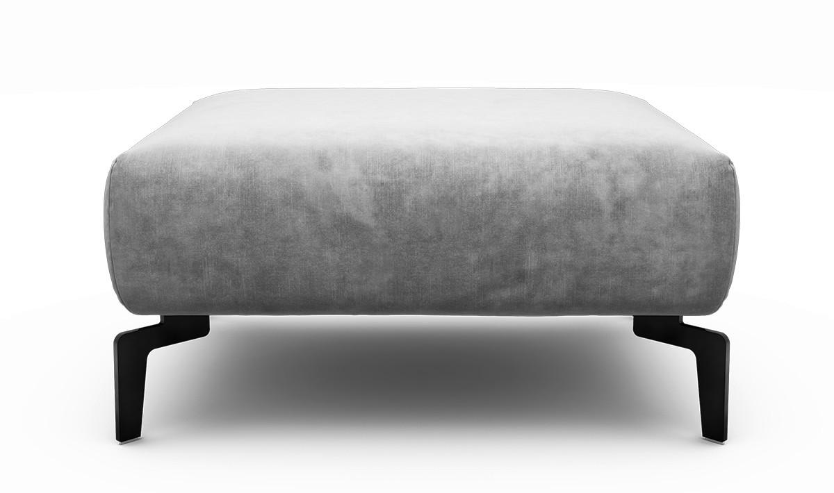 HOCKER Samt Hellgrau  - Hellgrau/Schwarz, Design, Textil/Metall (90/70/46cm) - SENSOO