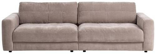 BIGSOFA in Cord Silberfarben  - Silberfarben/Schwarz, Modern, Textil (264/83/126cm) - Trendmanufaktur