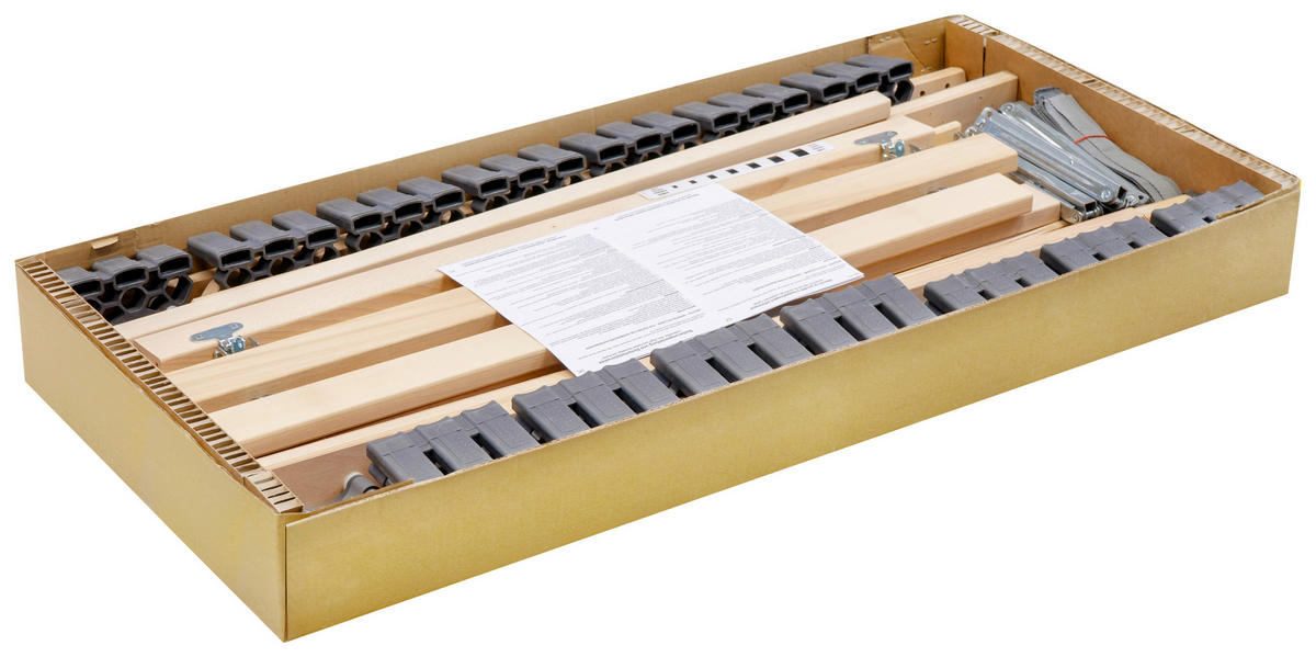 LATTENROST 90/200 cm Kopfteil, Mittelzone verstellbar, Birke  - Birkefarben, Basics, Holz (90/200cm) - Boxxx