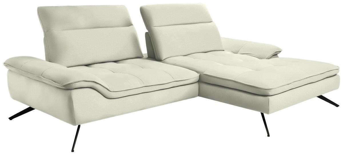 ECKSOFA in Chenille Creme  - Creme/Schwarz, Design, Textil/Metall (288/179-202cm) - Stylife
