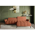 ECKSOFA Rostfarben Flachgewebe Rücken echt, Kopfteilverstellung, Sitztiefenverstellung  - Rostfarben/Schwarz, KONVENTIONELL, Textil/Metall (272/175cm) - Carryhome