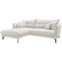 ECKSOFA in Velours Creme  180/255 cm  - Creme/Schwarz, Design, Textil/Metall (180/255cm) - Livetastic