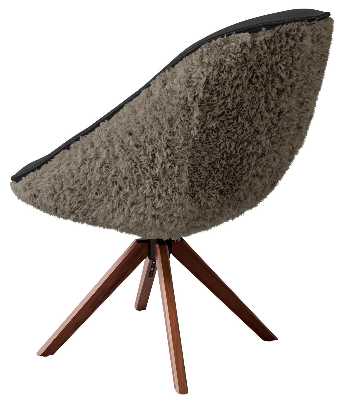 ARMLEHNSTUHL  Beinauswahl, Lederauswahl, Stoffauswahl, inklusive Armlehnen, automatische Rückholfunktion, gepolsterte Armlehnen, Sitzfläche 320° drehbar Hochflor Echtleder  - Dunkelbraun/Nussbaumfarben, Design, Leder/Holz (61/89/70cm) - Koinor