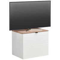 KOMODA POD TELEVIZI, bílá, dub artisan, 60/62/44 cm - bílá/černá, Moderní, kov/kompozitní dřevo (60/62/44cm) - Hom`in