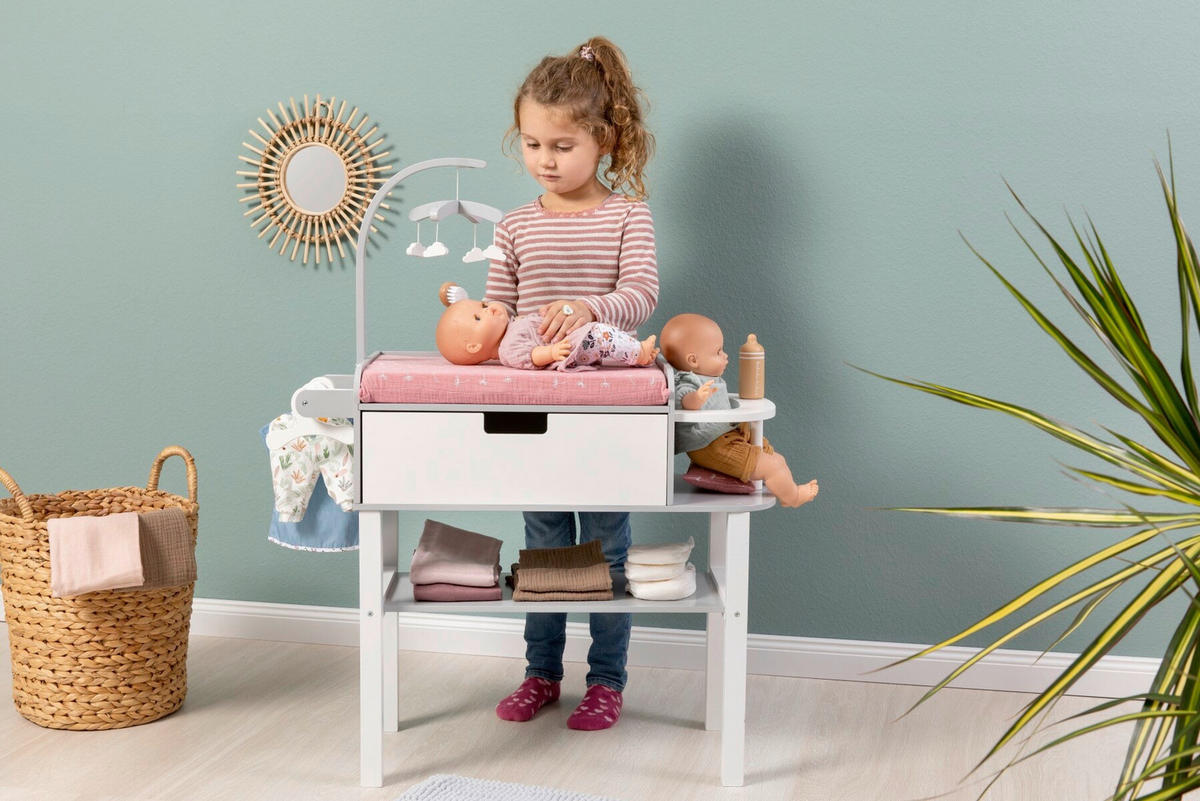 PUPPENWICKELKOMMODE VIOLA  - Weiß/Grau, Basics, Holz/Holzwerkstoff (71/30/90cm) - MUSTERKIND