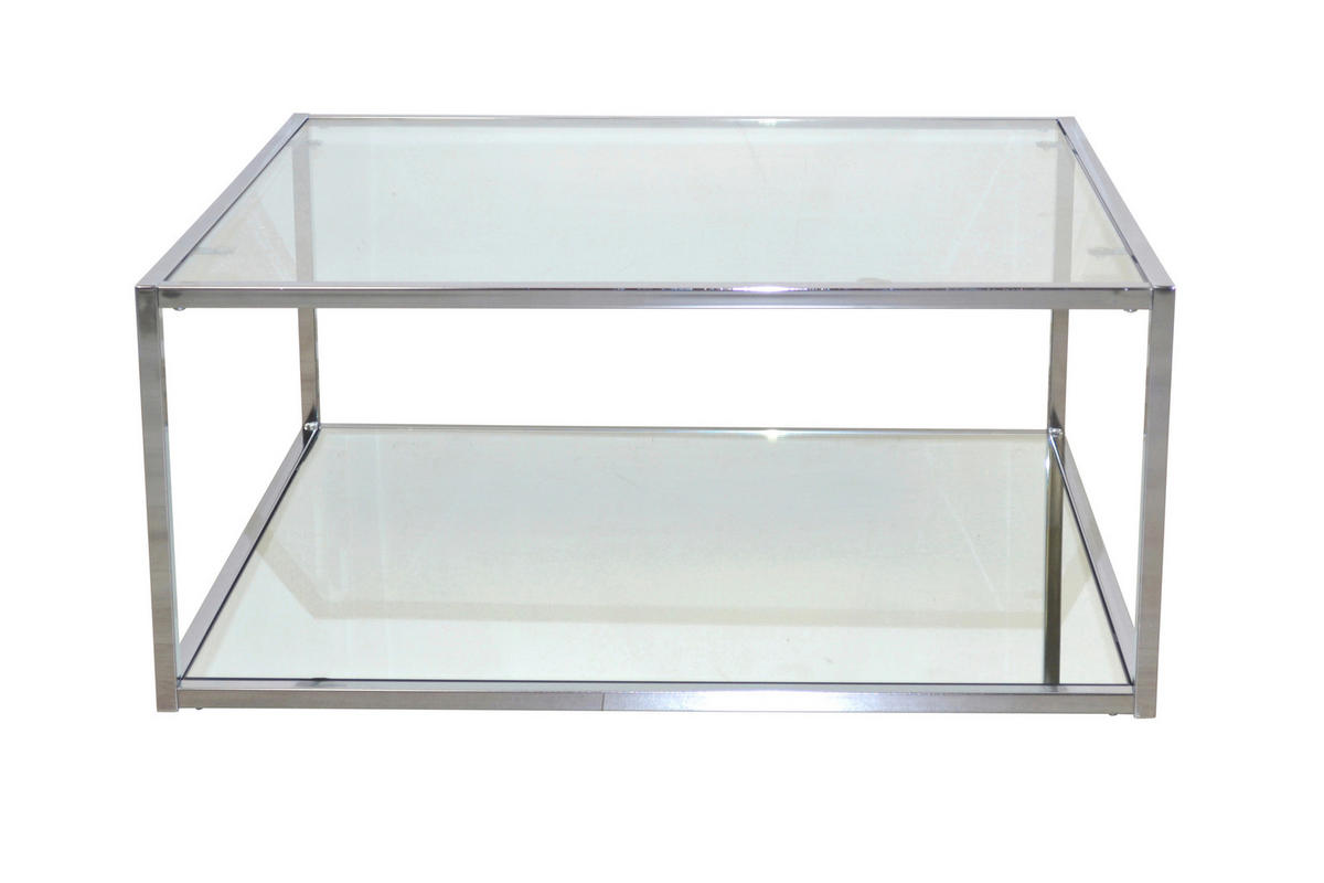 COUCHTISCH Sicherheitsglas, Klarglas, Spiegelglas 80/80/35 cm quadratisch Chromfarben  - Chromfarben, Design, Glas/Metall (80/80/35cm) - MID.YOU