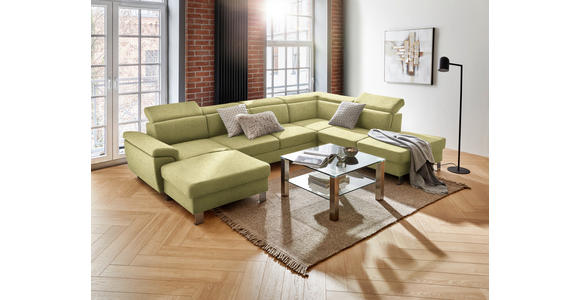 WOHNLANDSCHAFT  in Webstoff Grün  - Silberfarben/Grün, Design, Textil/Metall (168/320/226cm) - Xora