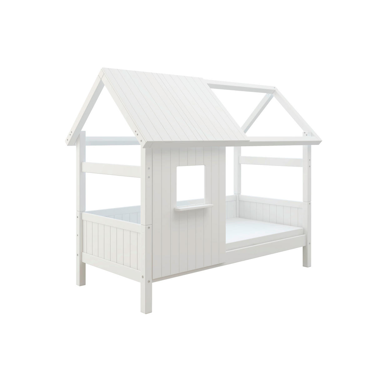 HAUSBETT 90/200 cm,  in Weiß, Rollrost  - Weiß, MODERN, Holz (90/200cm) - Chameo