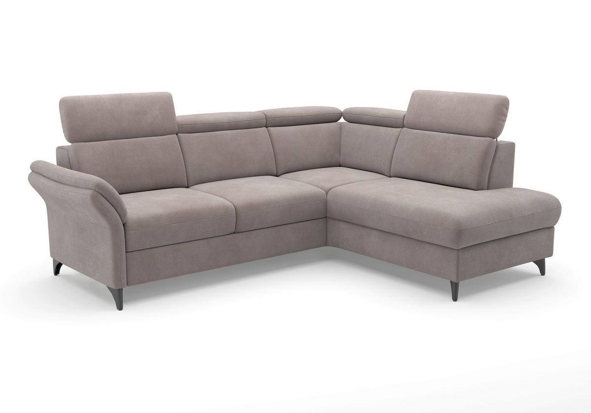 ECKSOFA GLENDALE E Taupe Flachgewebe  - Taupe/Schwarz, KONVENTIONELL, Textil/Metall (247/193cm) - Sit & More