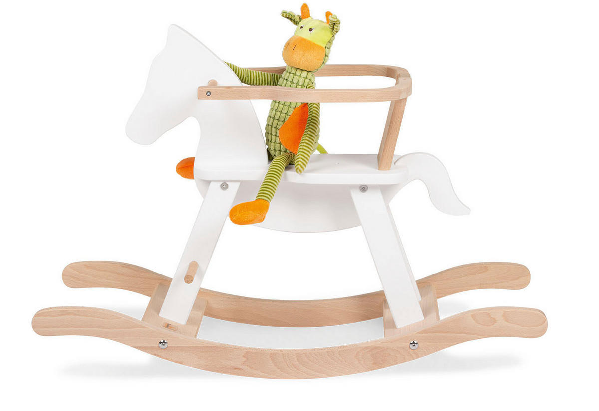 SCHAUKELPFERD - Weiß Hochglanz/Naturfarben, Basics, Holz (86/31/58cm) - Pinolino