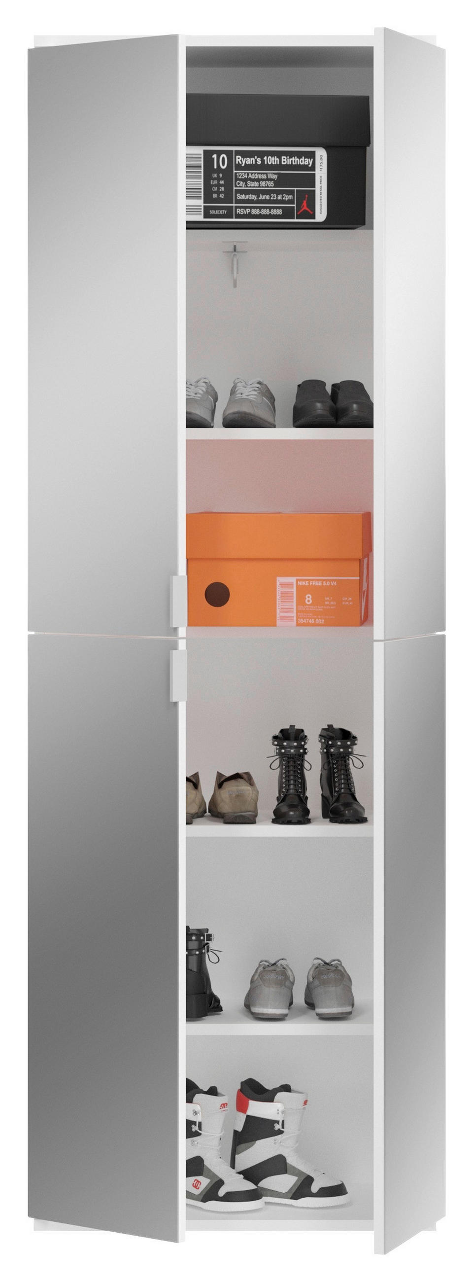 VIACÚČELOVÁ SKRIŇA, biela, 65/193/37 cm - čierna/biela, Modern, kov/kompozitné drevo (65/193/37cm) - MID.YOU
