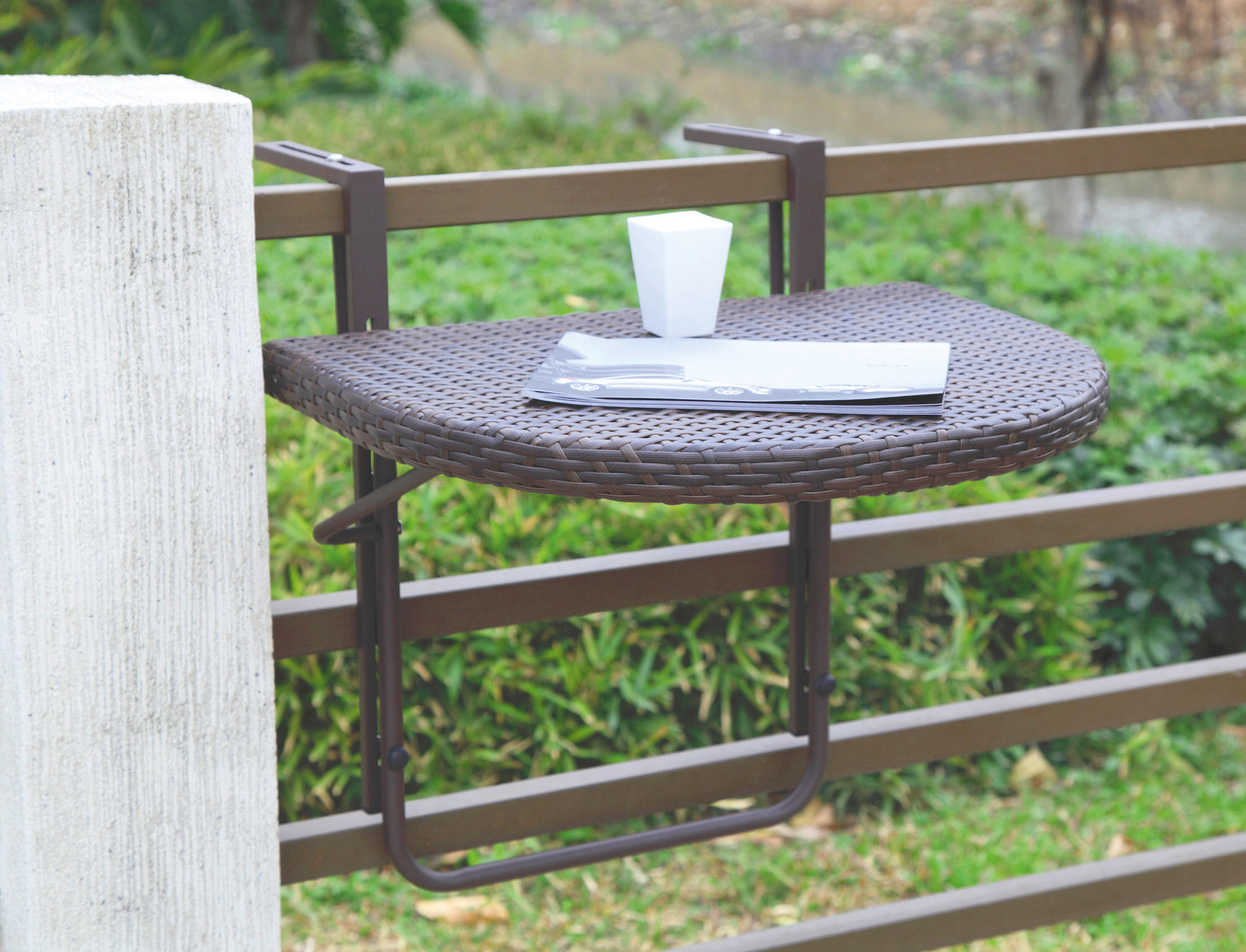 BALKONHÄNGETISCH Metall, Kunststoff Dunkelbraun  - Dunkelbraun, MODERN, Kunststoff/Metall (60/43/50cm) - Gardenson