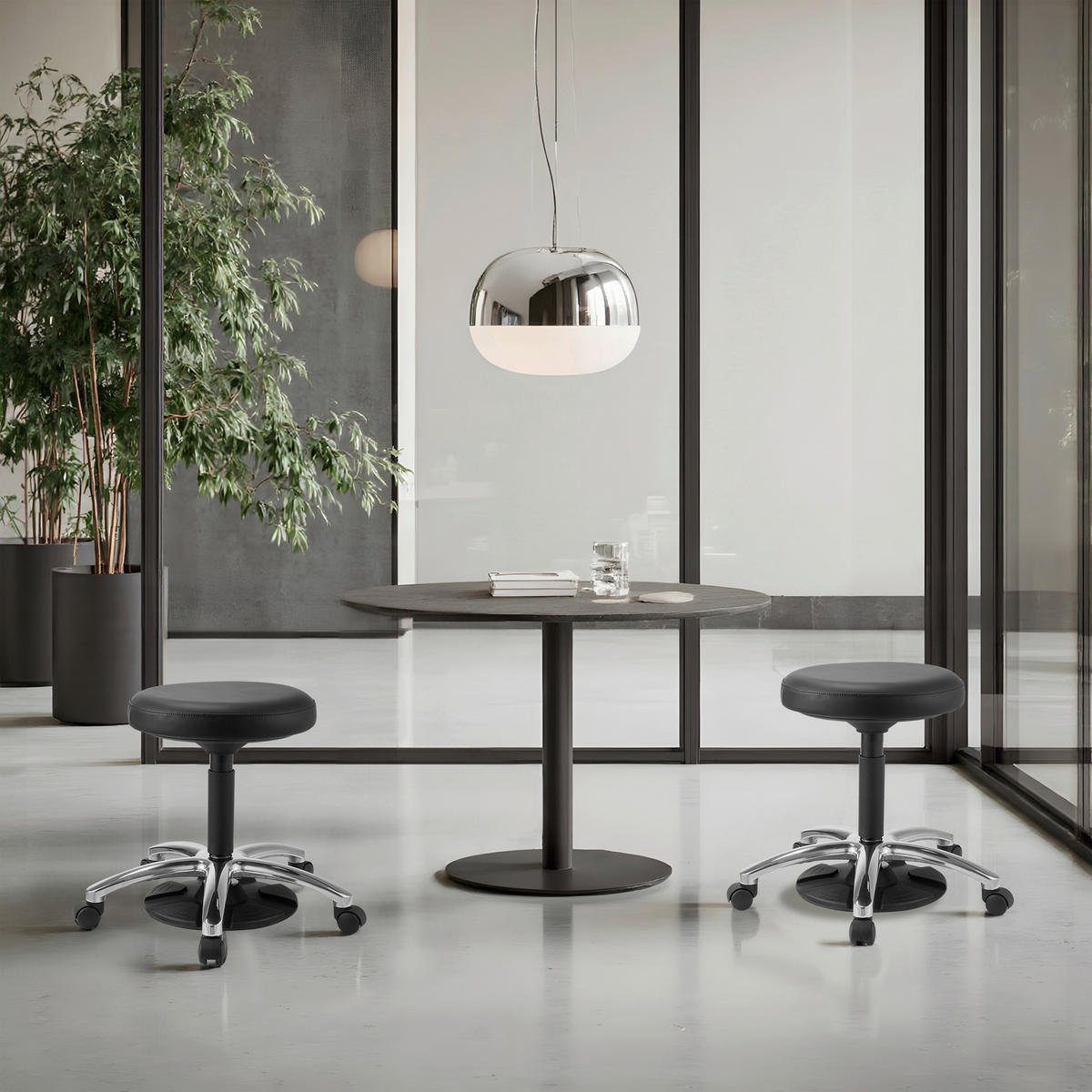 DREHHOCKER Schwarz  - Silberfarben/Schwarz, MODERN, Kunststoff/Metall (55/61/40cm) - MID.YOU