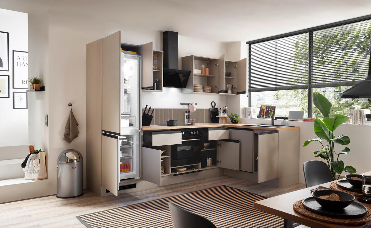 ECKKÜCHE 280/175 cm  in Seidengrau  - Eichefarben/Seidengrau, Trend, Holzwerkstoff/Metall (280/175cm) - P & B