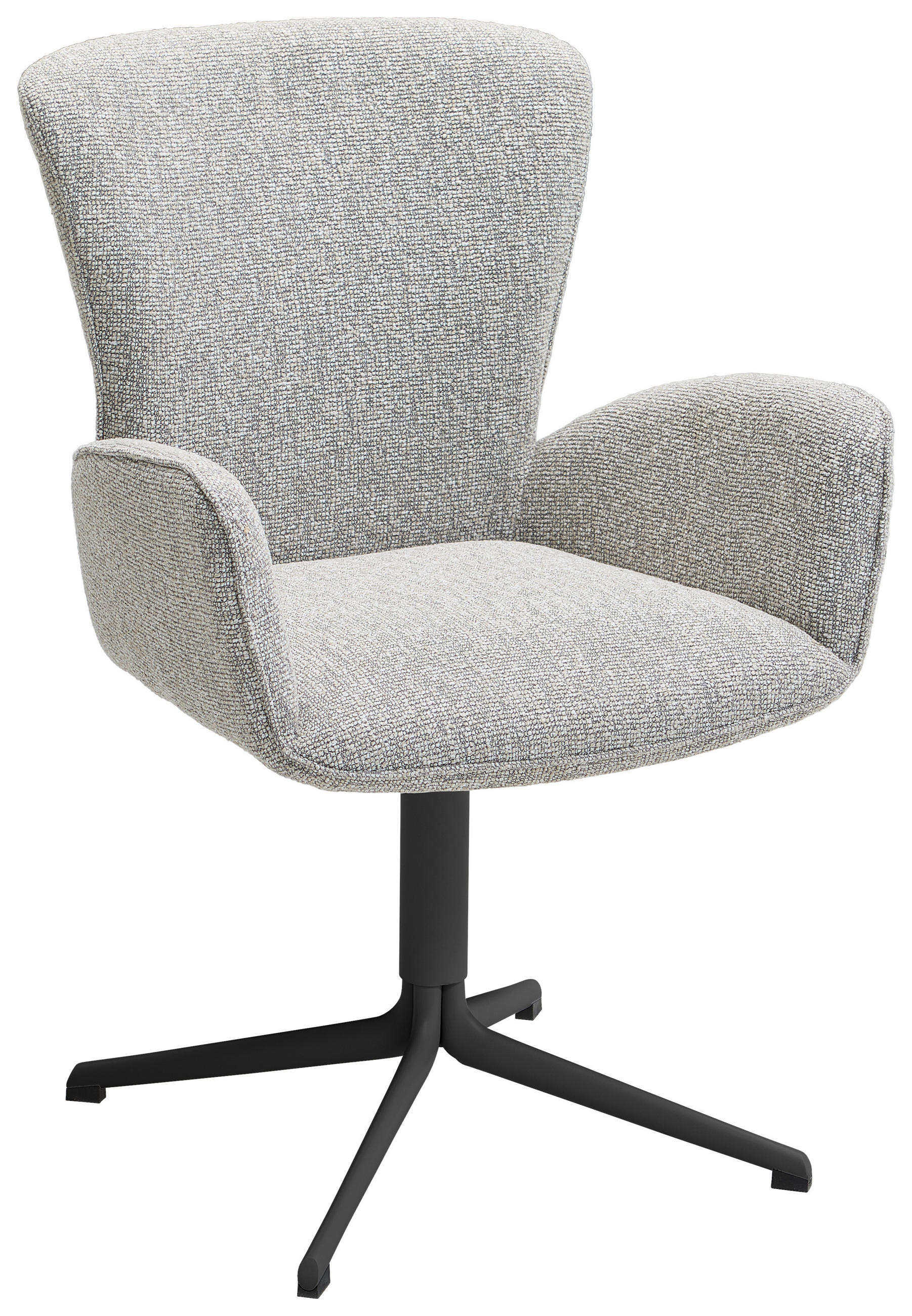 ARMLEHNSTUHL  in Eisen Jacquard, Flachgewebe  - Greige/Schwarz, Design, Textil/Metall (63/92/63cm) - Valdera