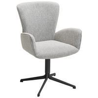 ARMLEHNSTUHL , Stoffauswahl, Typenauswahl, Sitzfläche 360° drehbar, inklusive Armlehnen , Jacquard, Flachgewebe  - Greige/Schwarz, Design, Textil/Metall (63/92/63cm) - Valdera