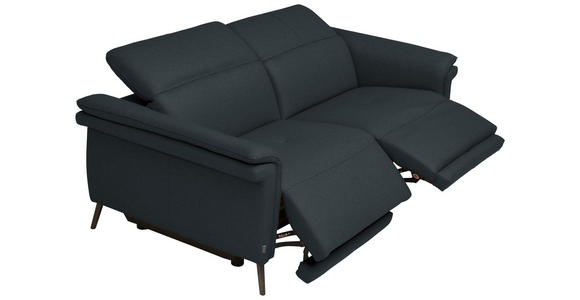3-SITZER-SOFA  in Echtleder Dunkelblau   - Schwarz/Dunkelblau, Design, Leder/Metall (210/79/104cm) - Belluti