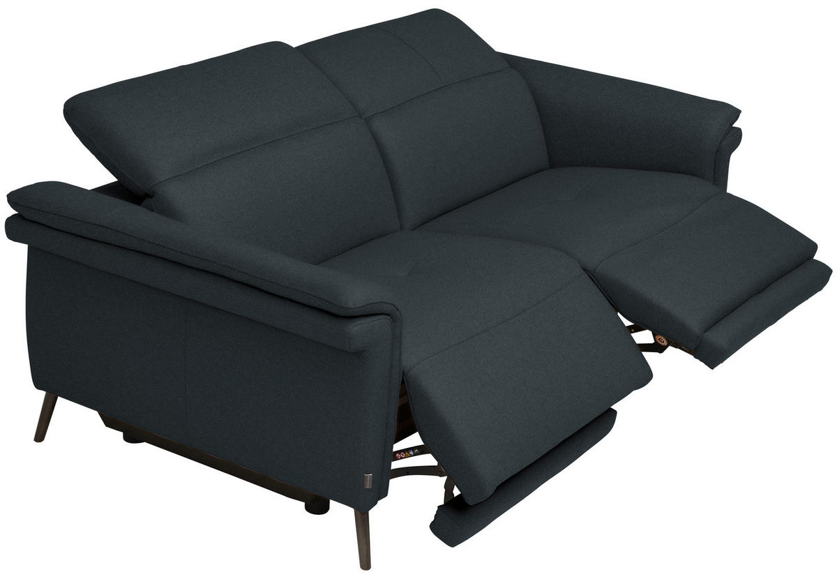 3-SITZER-SOFA Echtleder Dunkelblau  - Schwarz/Dunkelblau, Design, Leder/Metall (210/79/104cm) - Belluti
