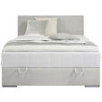 BOXBETT 140/200 cm in Ecru - Chromfarben/Ecru, KONVENTIONELL, Kunststoff/Textil (140/200cm) - Carryhome
